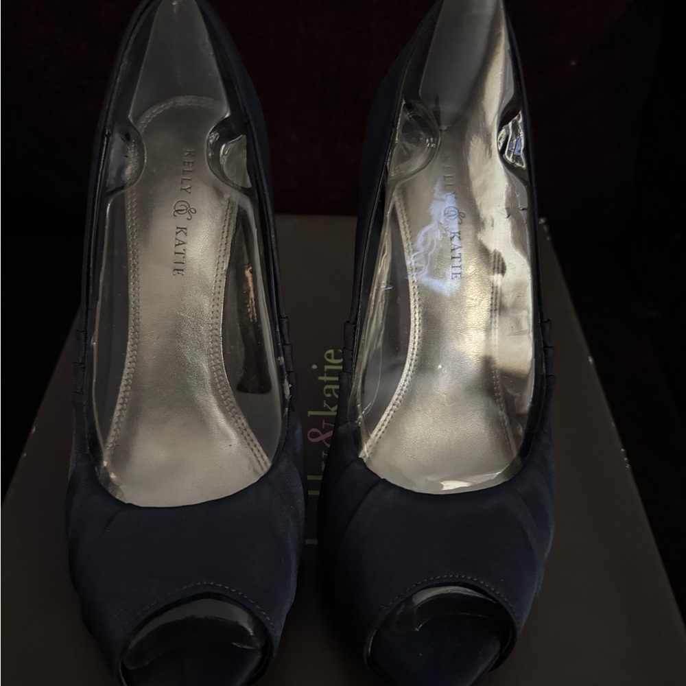 Kelly & Katie Navy Peep-Toe Pumps